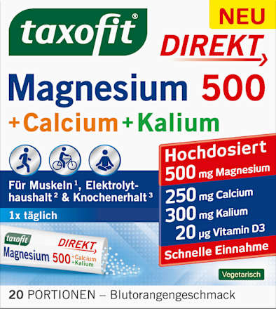 Magnesium 500 + Calcium & Kalium Direkt Granulat 20 St taxofit
