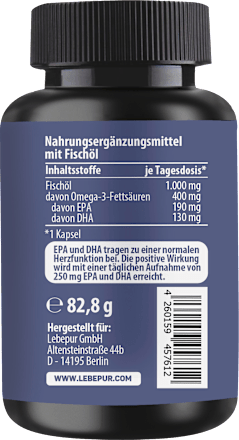 Omega 3 Fischöl Kapseln 60 St Lebepur