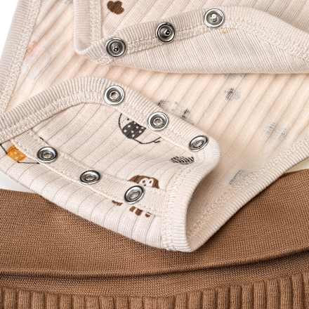 Geschenkbox mit Body & Hose mit Mitwachsfunktion und Halstüchern, beige, Gr. 62/68 ALANA