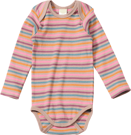 Body Langarm mit Ripp-Struktur, bunt gestreift, Gr. 74/80 ALANA