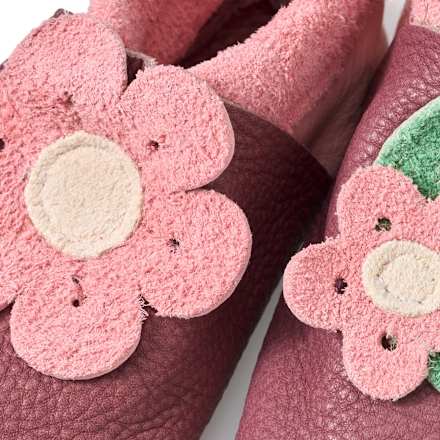 Lederschuhe mit Blumen-Applikation, rosa, Gr. 20/21 ALANA
