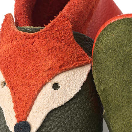 Lederschuhe mit Fuchs- & Pilz-Applikation, grün, Gr. 20/21 ALANA