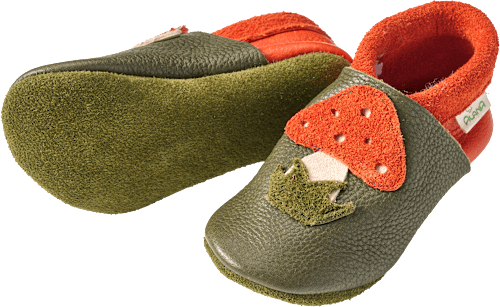 Lederschuhe mit Fuchs- & Pilz-Applikation, grün, Gr. 20/21 ALANA