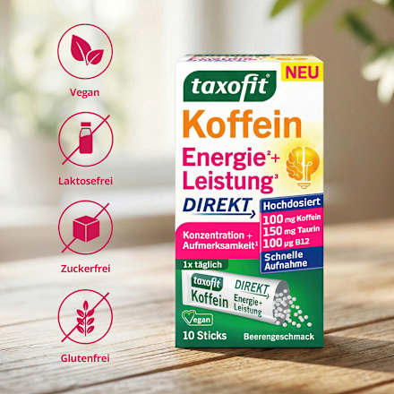 Koffein Energie + Leistung Direkt Sticks 10 St taxofit