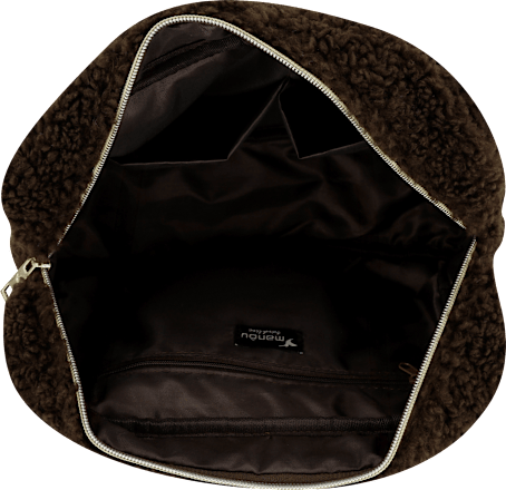 Kulturtasche Plüschoptik groß dunkelbraun manòu