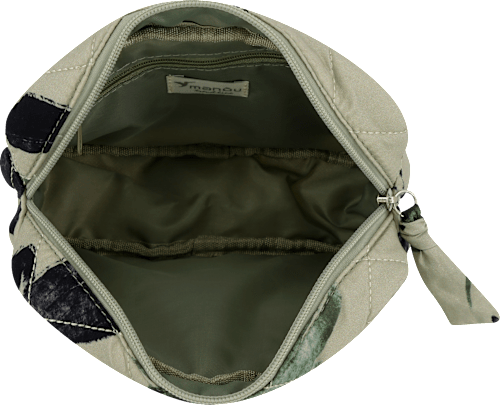 Kulturtasche Blütenmuster klein grün/schwarz manòu