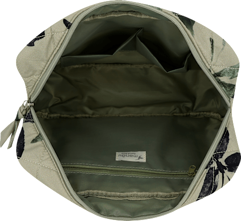 Kulturtasche Blütenmuster groß grün/schwarz manòu