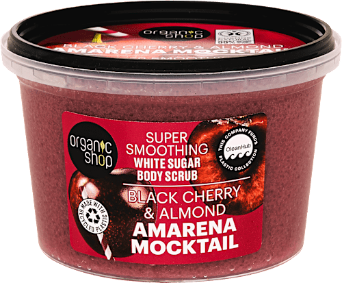 Bőrkisimító testradír "Amarena Mocktail” meggyel és mandulával organic shop