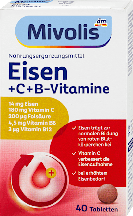 Vas tabletta + C + B vitaminnal, étrend kiegészítő Mivolis