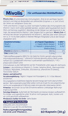 Zink + C Kapseln Mivolis
