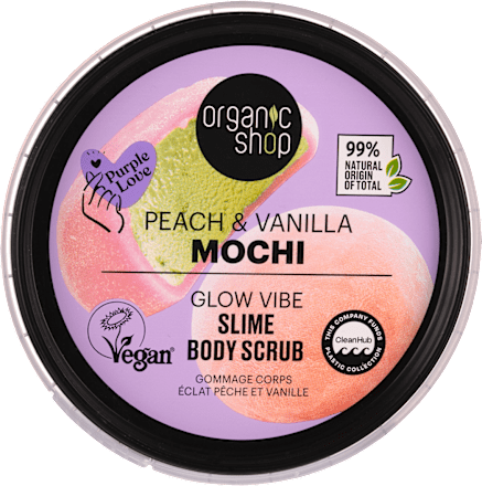 Telový peeling Glow Vibe Peach & Vanilla Mochi organic shop