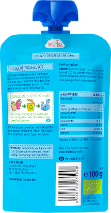 Quetschie Pflaume, Banane, Apfel, Schwarze Johannisbeere, ab 6 Monaten FruchtBar