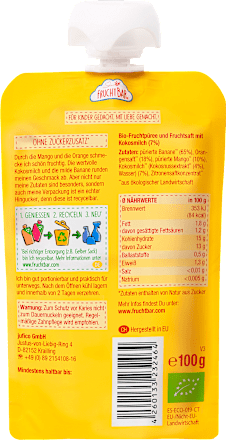Quetschie Mango, Orange, Kokosmilch & Banane, ab 6 Monaten FruchtBar