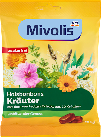 Halsbonbons mit Süßungsmitteln und Kräuterextrakt Mivolis