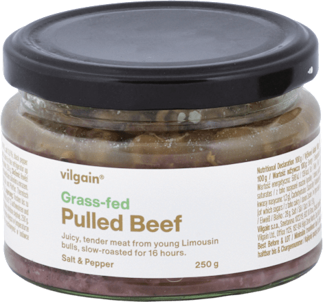 Trhané hovädzie mäso soľ & korenie Grass-fed vilgain