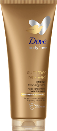 body love summer revived tónovací tělové mléko medium to dark Dove