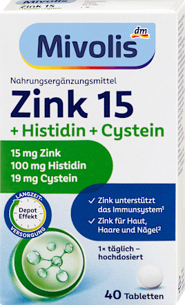 Cink + histidin + cistein, depo tablete s vremenskim otpuštanjem Mivolis