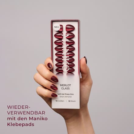 Künstliche Nägel Press Ons Short Almond Merlot Glass Maniko