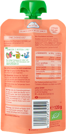 Quetschie Bio Früchte-Haferbrei Erdbeere, Banane und Hafer ab dem 6. Monat FruchtBar