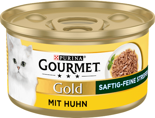 Nassfutter Katze Gold Saftig-Feine Streifen mit Huhn Purina Gourmet