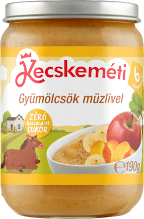 Bébidesszert gyümölcsök-müzlivel, 6 hónapos kortól Kecskeméti