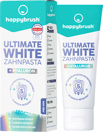 Zahnpasta Ultimate White + Hyaluron happybrush