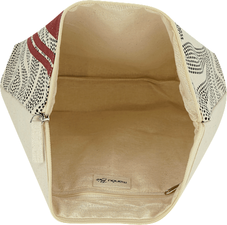 Kulturtasche mit Blauttmuster groß beige manòu