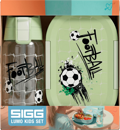 Trinkflasche & Brotdose Kinder Lumo Fussball Set 2tlg SIGG