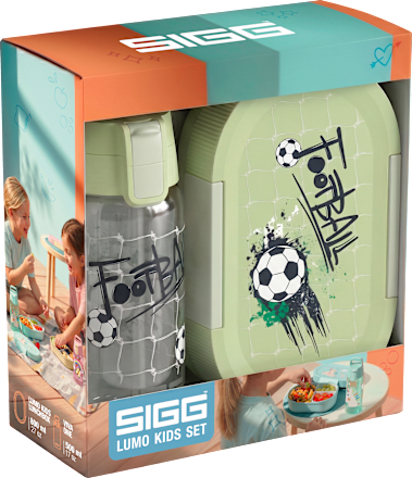 Trinkflasche & Brotdose Kinder Lumo Fussball Set 2tlg SIGG