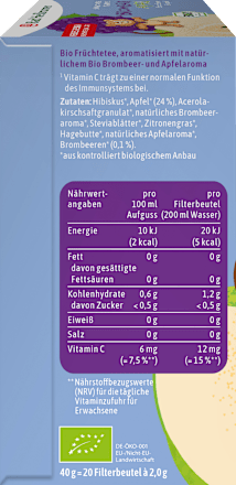 Früchtetee Brombär Apfel für Kinder (20 Beutel) Bad Heilbrunner