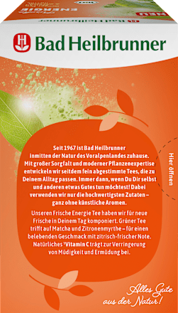 Grüner Tee Frische Energie mit Matcha & Zitronenmyrte (20 Beutel) Bad Heilbrunner