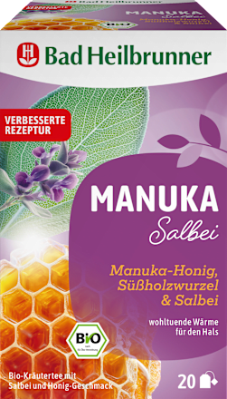 Kräutertee Manuka Salbei mit Manuka-Honig, Süßholzwurzel & Salbei (20 Beutel) Bad Heilbrunner