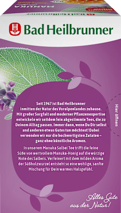 Kräutertee Manuka Salbei mit Manuka-Honig, Süßholzwurzel & Salbei (20 Beutel) Bad Heilbrunner