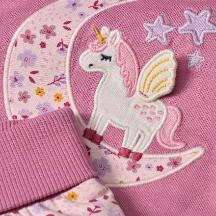 Set mit Hose mit Mitwachsfunktion & Sweatshirt mit Einhorn-Motiv, lila, Gr. 62 ALANA