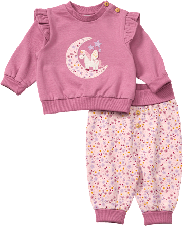 Set mit Hose mit Mitwachsfunktion & Sweatshirt mit Einhorn-Motiv, lila, Gr. 62 ALANA