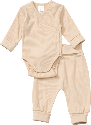 Set mit Wickelbody & Hose in Waffel-Struktur, beige, Gr. 50/56 ALANA