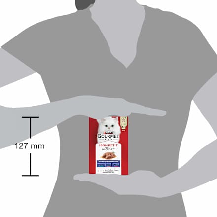 Nassfutter Katze mit Fisch, Mon Petit intense, Multipack (6x50 g) Purina Gourmet