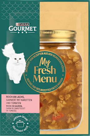 Nassfutter Katze reich an Lachs, my fresh menue Purina Gourmet