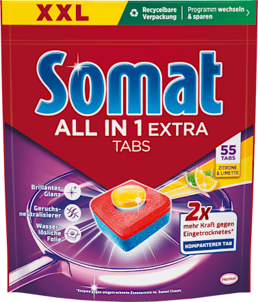 Geschirrspül-Tabs All in 1 Extra Zitrone & Limette XXL Somat