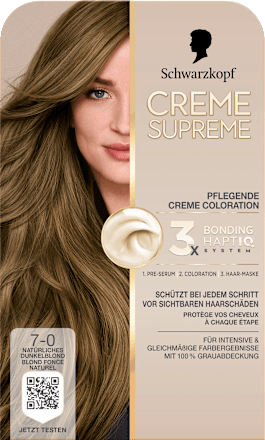 Dauerhafte Coloration Creme Supreme - Nr. 7-0 Natürliches Dunkelblond Schwarzkopf CREME SUPREME