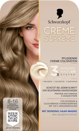 Dauerhafte Coloration Creme Supreme - Nr. 8-16 Kühles Aschblond Schwarzkopf CREME SUPREME