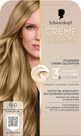 Dauerhafte Coloration Creme Supreme - Nr. 8-0 Natürliches Blond Schwarzkopf CREME SUPREME