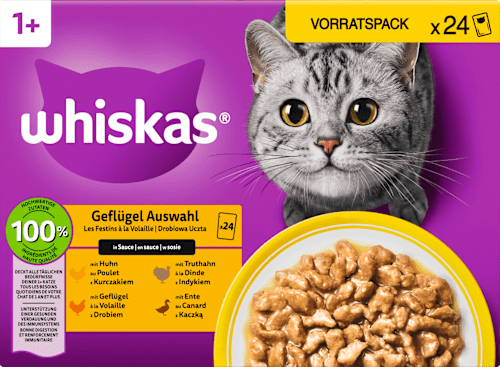 Nassfutter Katze Geflügel Auswahl in Sauce (24 x 85g) Whiskas