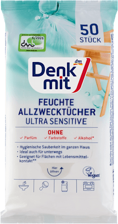 Nedves törlőkendő 50db Ultra Sensitive Denkmit