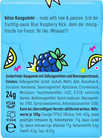Kaugummi Sour Blue Raspberry bilou