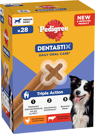 Kausnack Hund Zahnpflege DentaStix für mittelgroße Hunde, Multipack (28 Stück) Pedigree