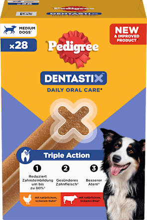 Kausnack Hund Zahnpflege DentaStix für mittelgroße Hunde, Multipack (28 Stück) Pedigree