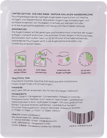 Augenpads Matcha Collagen Watermelon (1 Paar) Yeauty