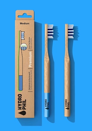 Zahnbürste Premium medium / natur & atlantic ocean Hydrophil