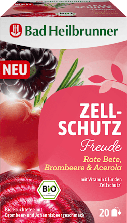 Kräutertee Zellschutz Freude mit Rote Bete, Brombeere & Acerola (20 Beutel) Bad Heilbrunner